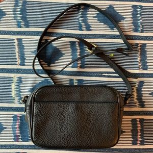 JCrew Black Leather Crossbody Bag
